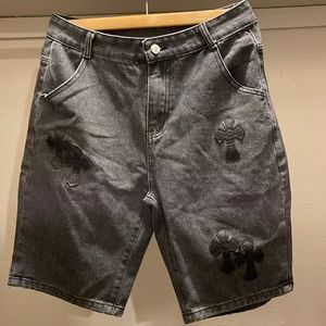 JEANS black with black crosses , shorts